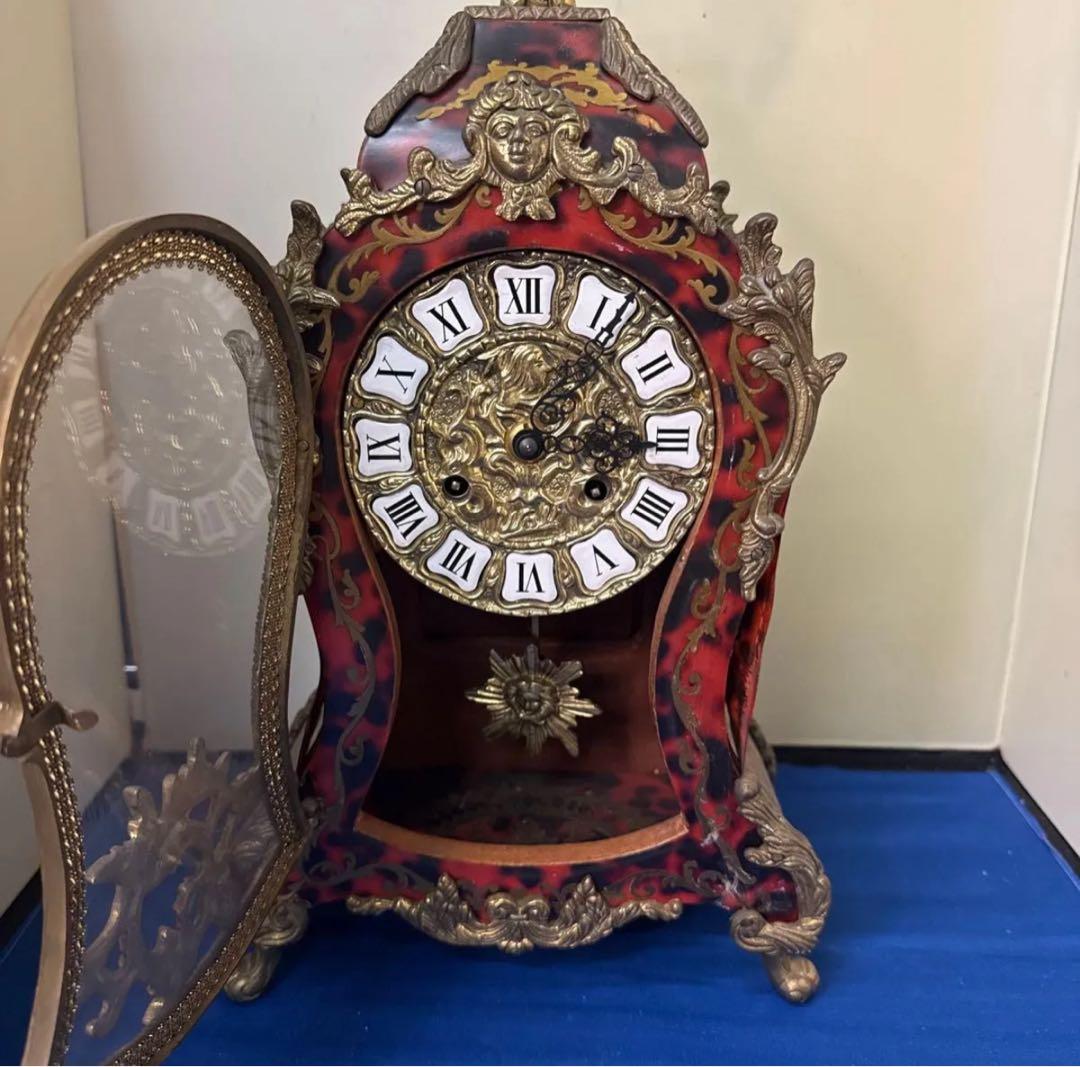アンティーク 置き時計 豪華装飾 ゴールド レッド レトロ 稼働品