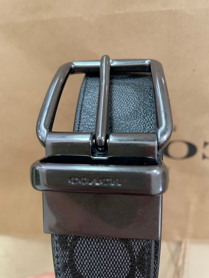 COACH 新品コーチハーネス カット可能 リバーシブル シグネチャー ベルト