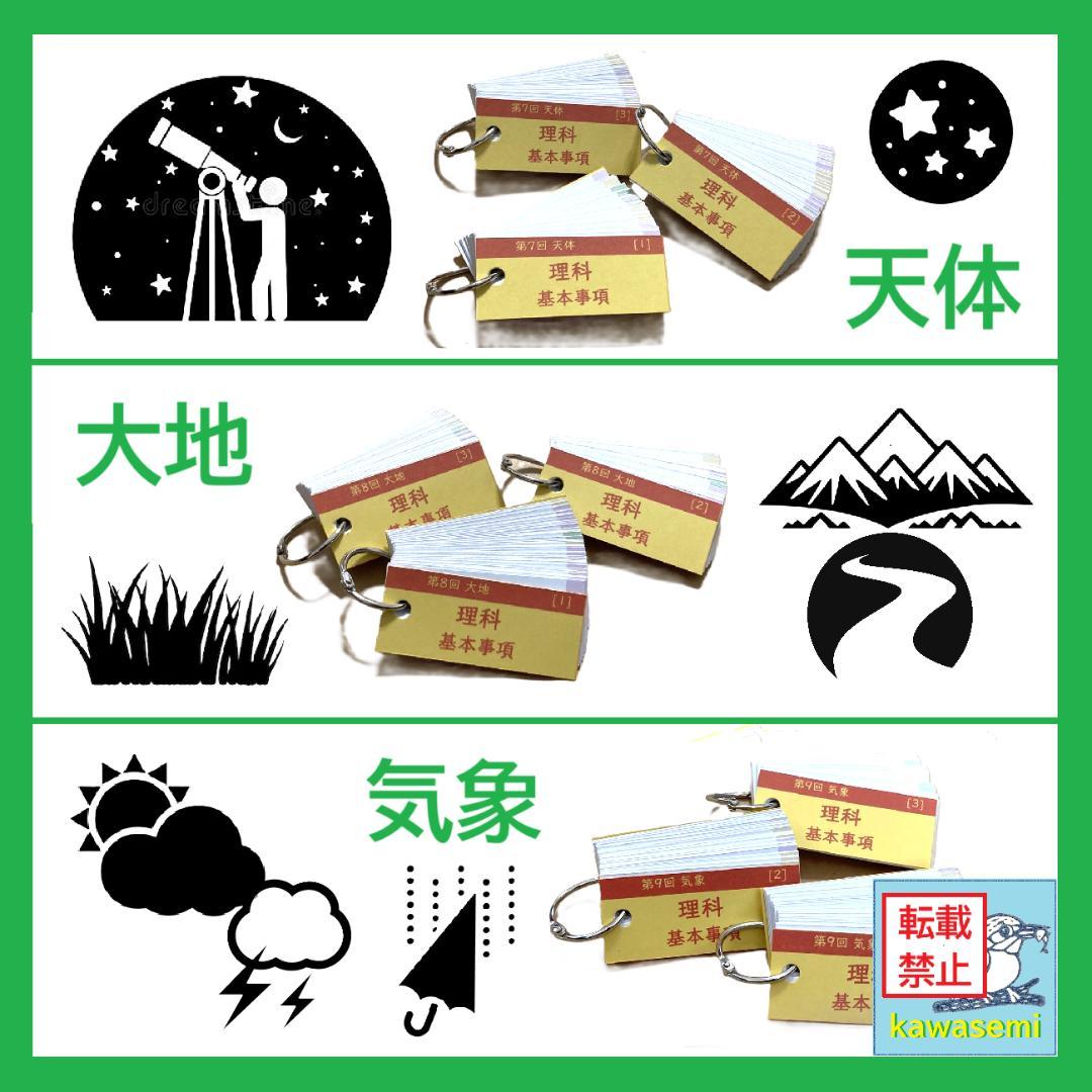 カット済 【中学受験】理科の基本事項 知識編 理科 暗記カード フルセットc