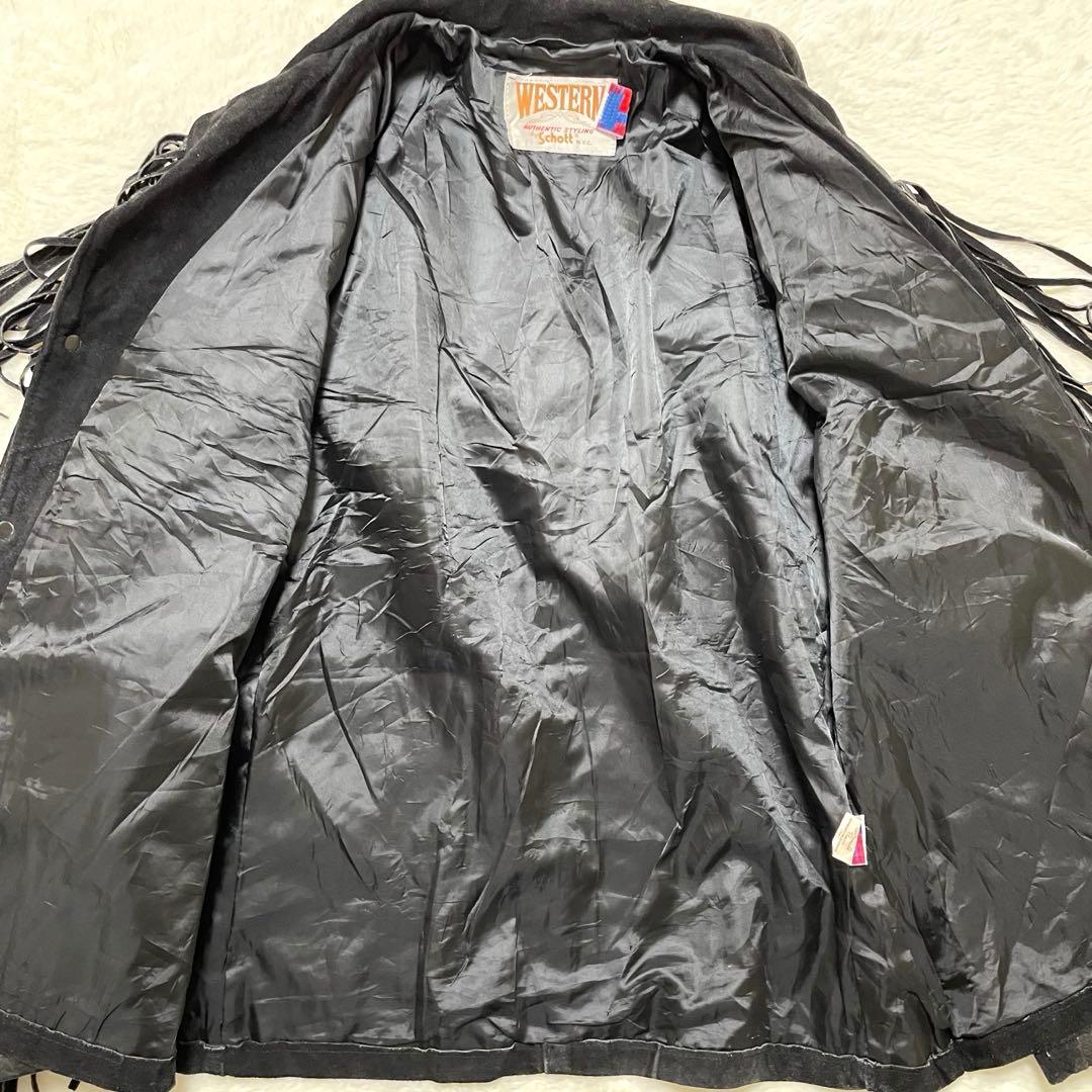 超希少46サイズ schott レザージャケット ウエスタン フリンジ