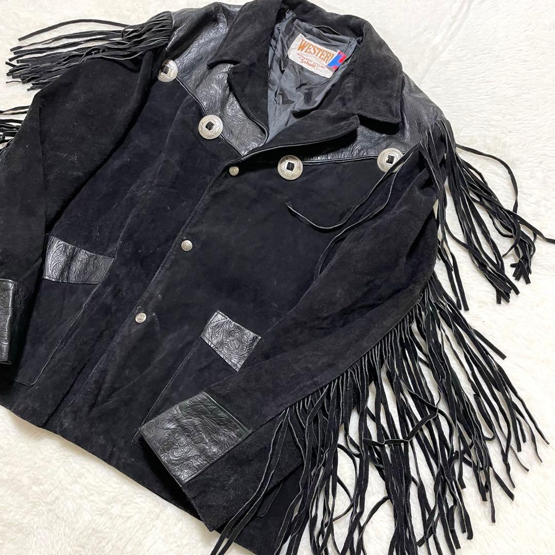超希少46サイズ schott レザージャケット ウエスタン フリンジ