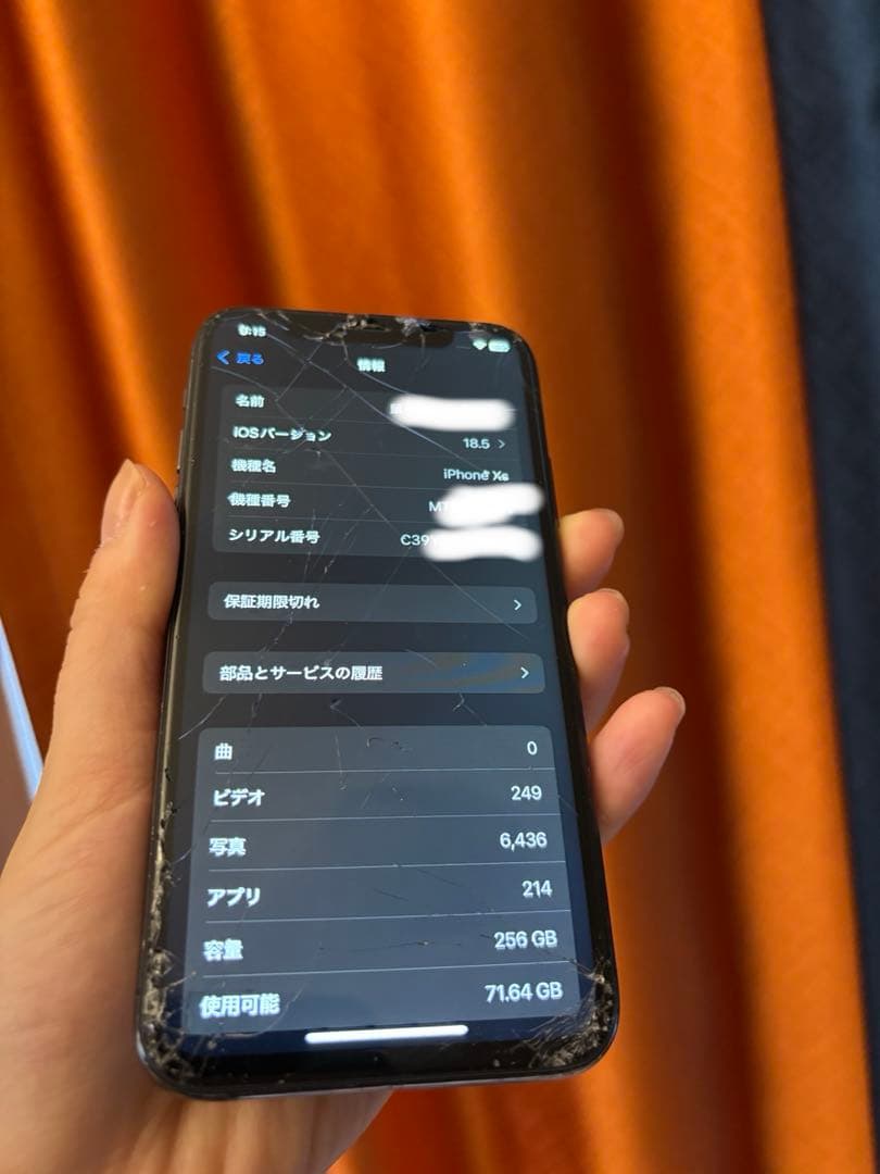 【最終値下げ】iPhone xs 256gb 本体　画面割れ　動作確認済み