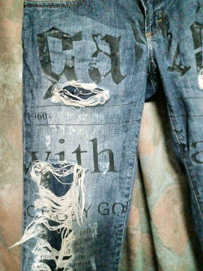 ジョンガリアーノJohn Galliano ハードクラッシュデニム細身