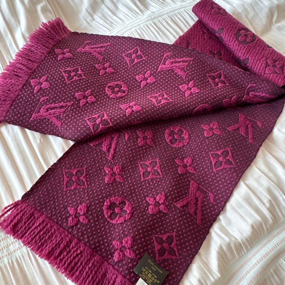 ルイヴィトン エシャルプロゴマニア マフラー レッドパープル 赤紫色M75503