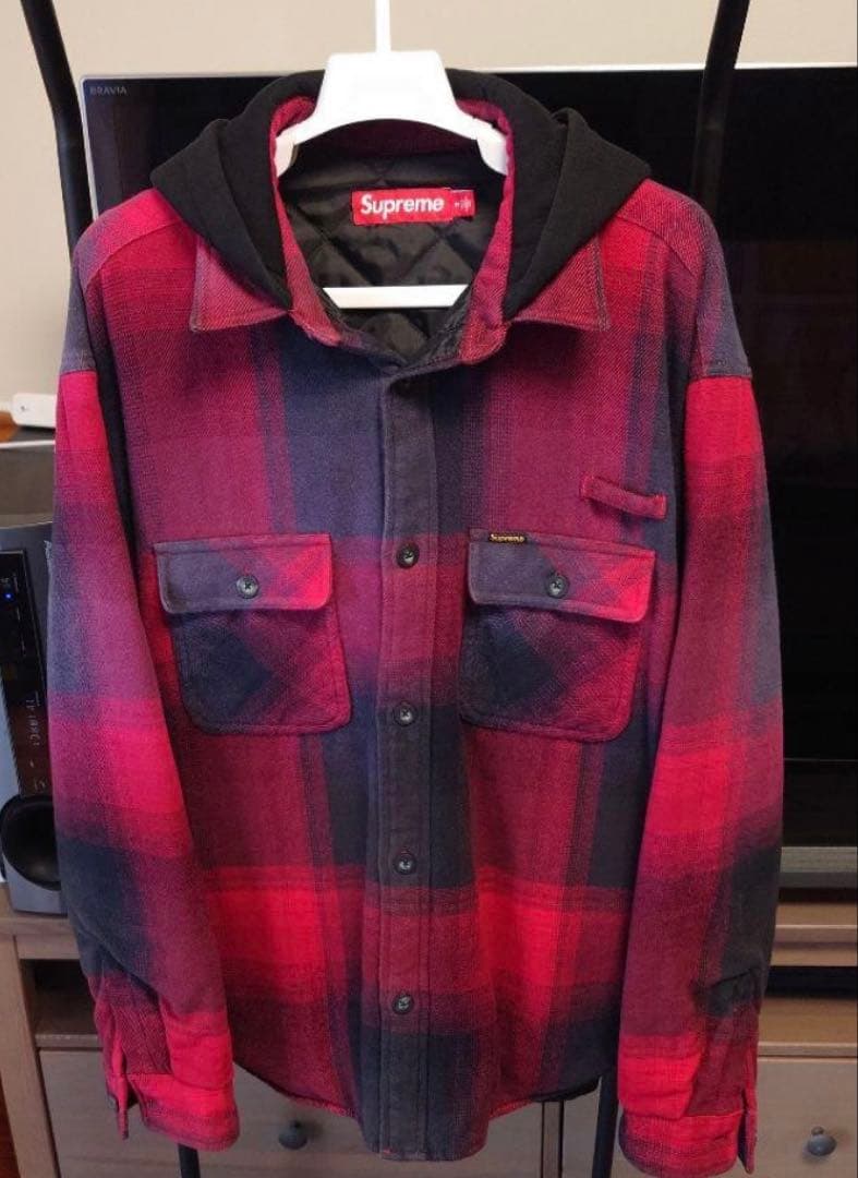 トップス 25SS Quilted Lined Hooded Flannel Shirt