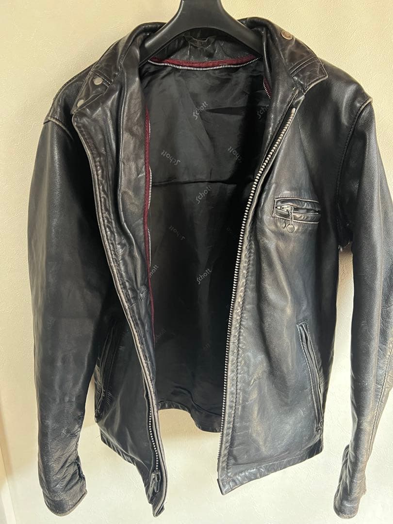 【古着】レザー シングルライダースジャケット