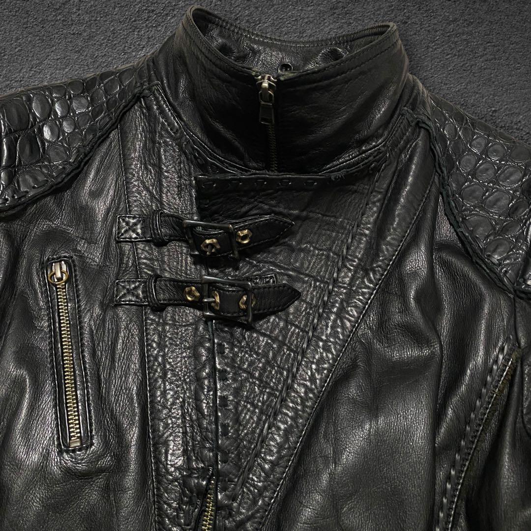 ジャケット・アウター 14th addiction crocodile leather jacket
