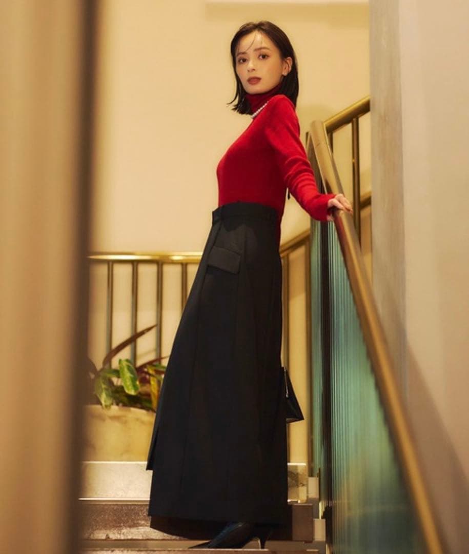 専用 アニュアンス ハイゲージウールフィットリブタートルニット レッド