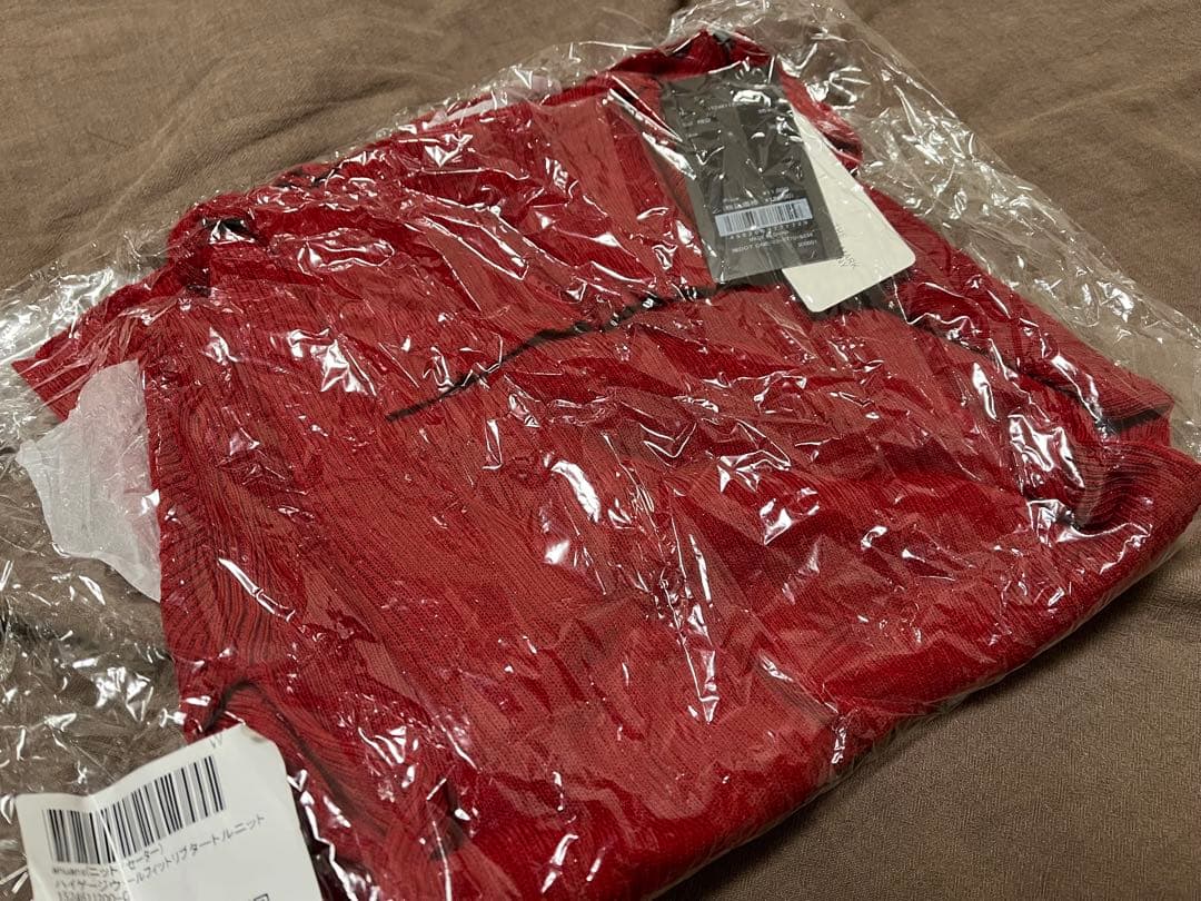 専用 アニュアンス ハイゲージウールフィットリブタートルニット レッド