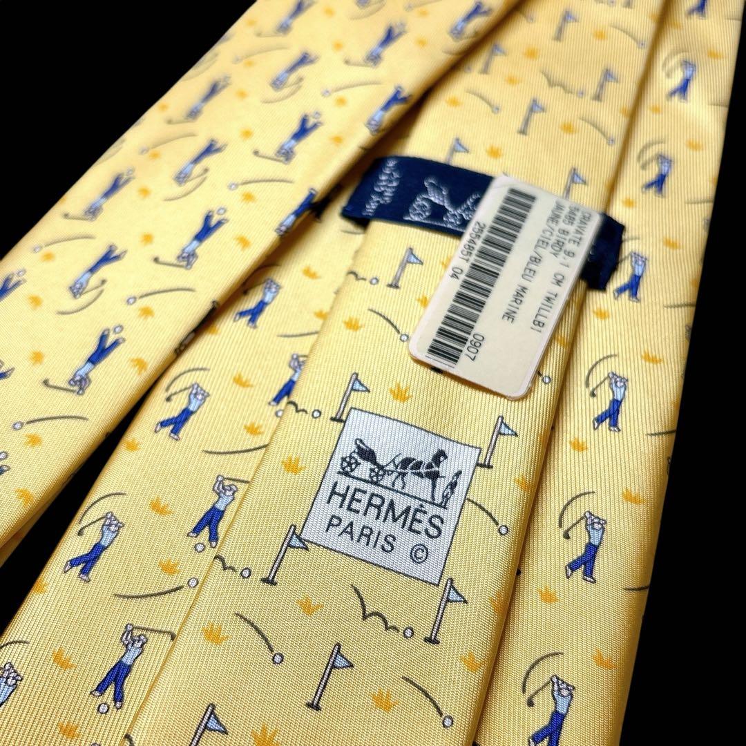 未使用 HERMES ゴルフ柄 シルク ネクタイ 新春 希少