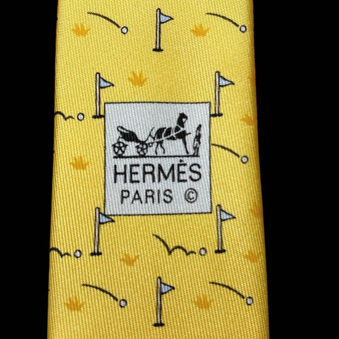 未使用 HERMES ゴルフ柄 シルク ネクタイ 新春 希少
