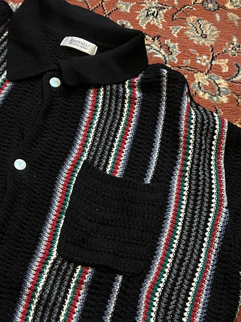 新品未使用値札付き　RADIALL ブラック ストライプ 半袖シャツ　L