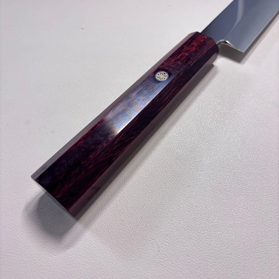 270mm 切付柳刃包丁 鏡面　紫檀八角柄 刺身包丁 「全鋼」'.
