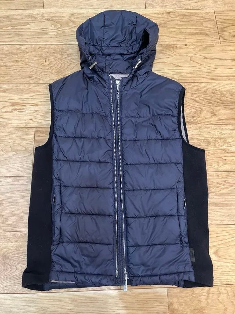 アルマーニ コレツィオーニ ダウンベスト ネイビー フード付き 美品 サイズ50