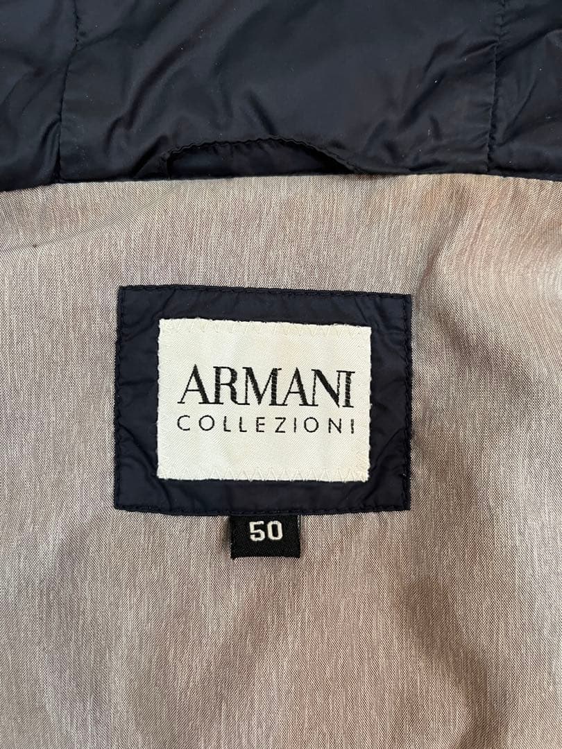 アルマーニ コレツィオーニ ダウンベスト ネイビー フード付き 美品 サイズ50