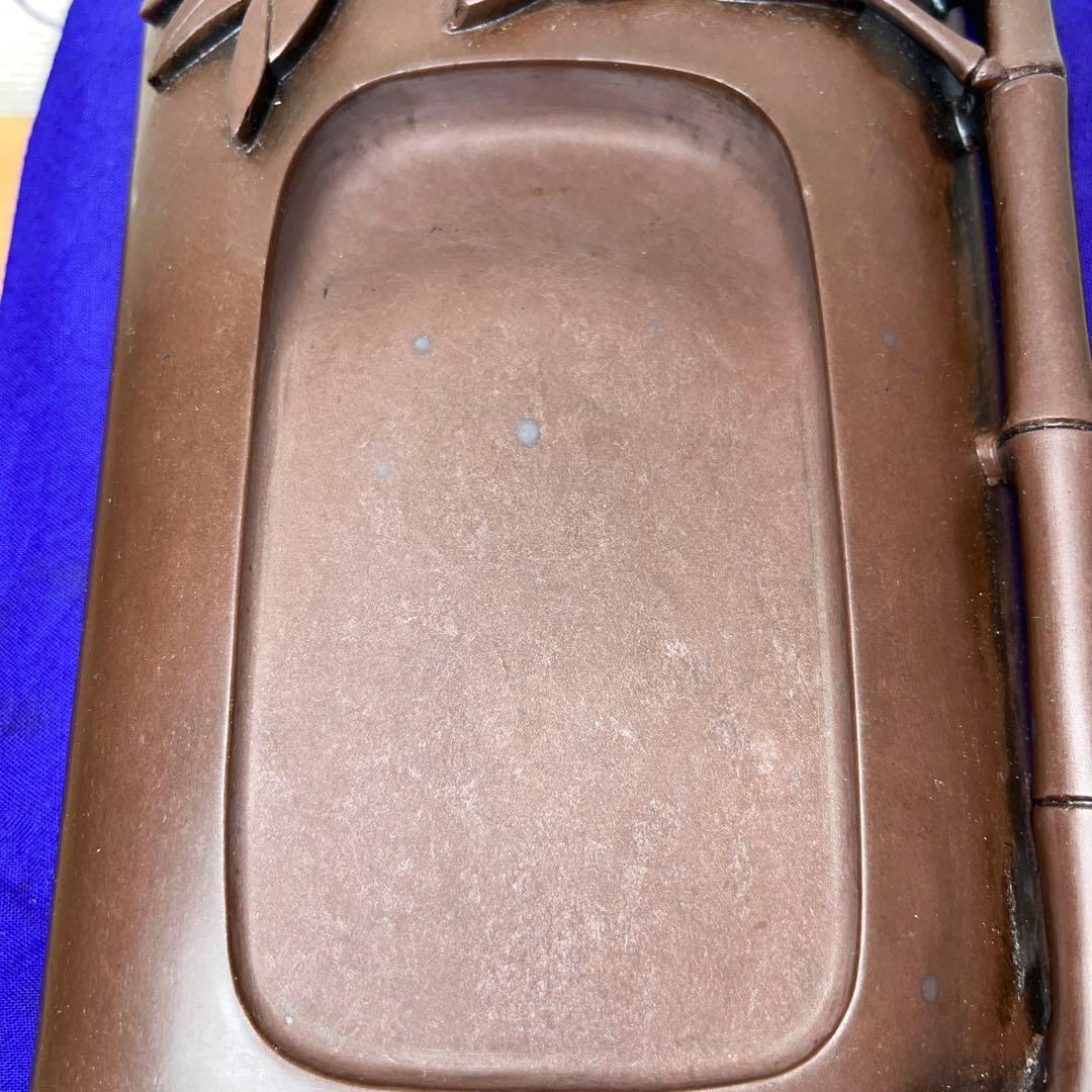 ⭕️赤間硯　希少　特殊　大森玉池軒　超絶技巧　若竹透かし彫り　竹型硯　玉池軒