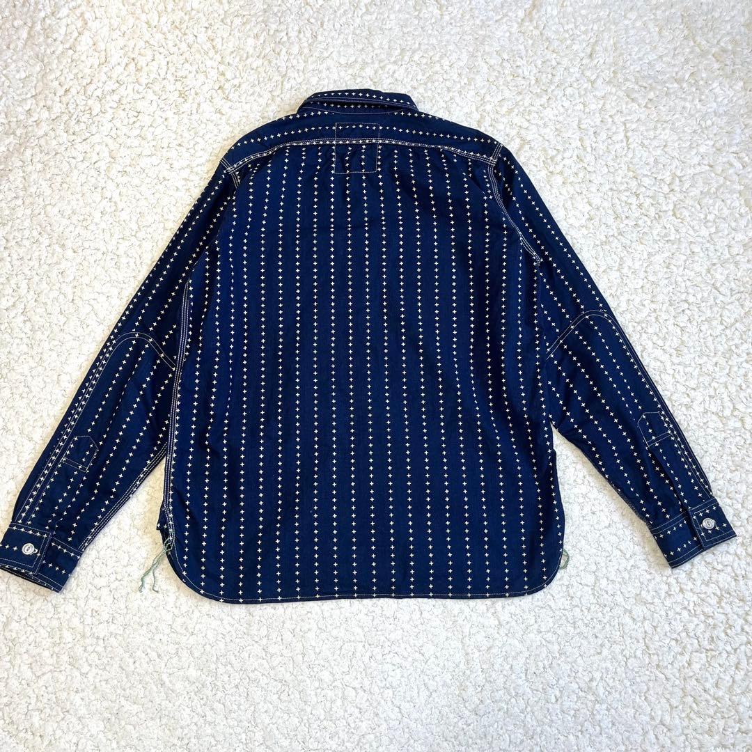 訳あり サムライジーンズ　ワークシャツ　手裏剣ウォバッシュ　ユニオンチケット　L