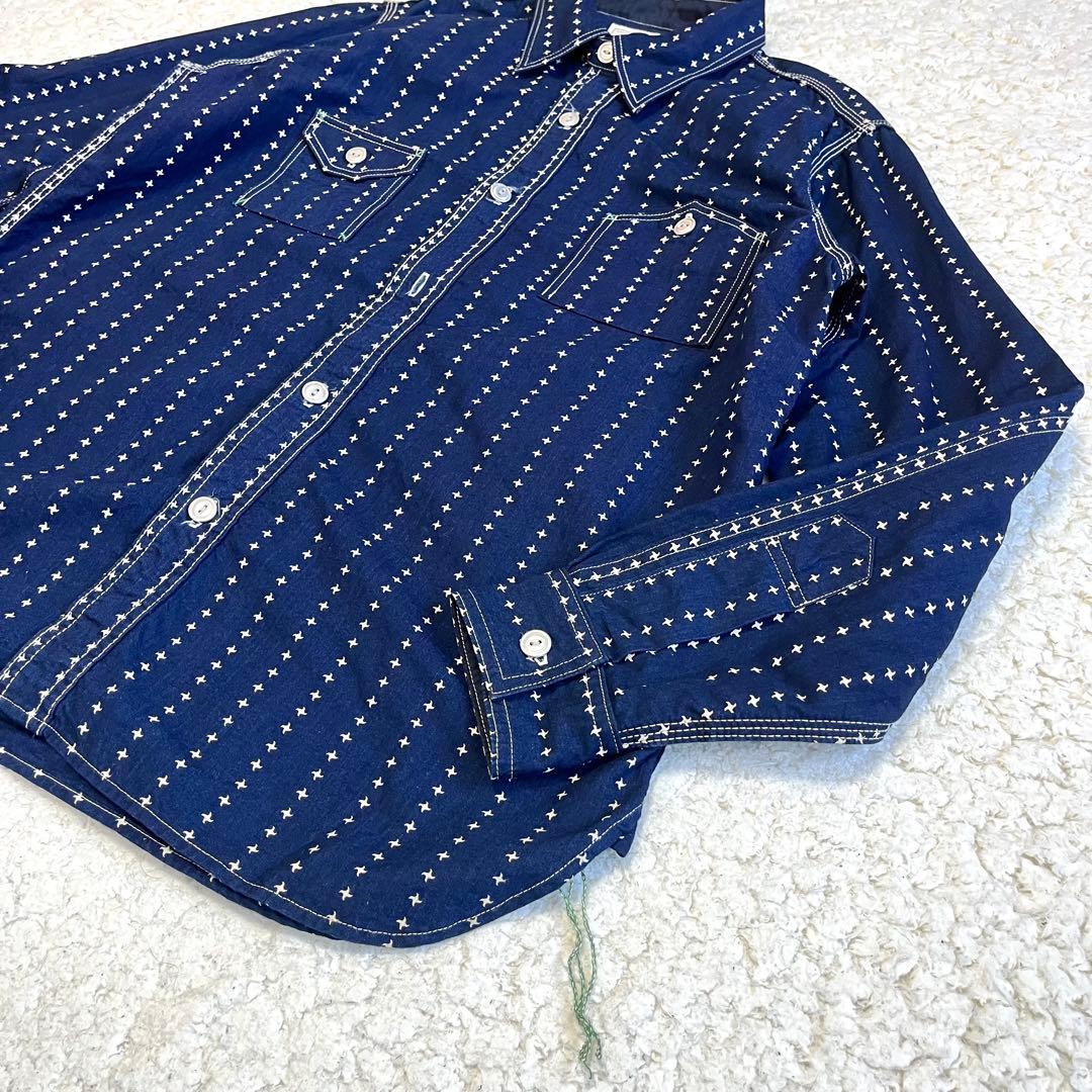 訳あり サムライジーンズ　ワークシャツ　手裏剣ウォバッシュ　ユニオンチケット　L