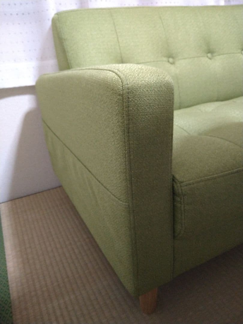 ファブリックソファ 緑色ソファ 布製ソファ ローソファ