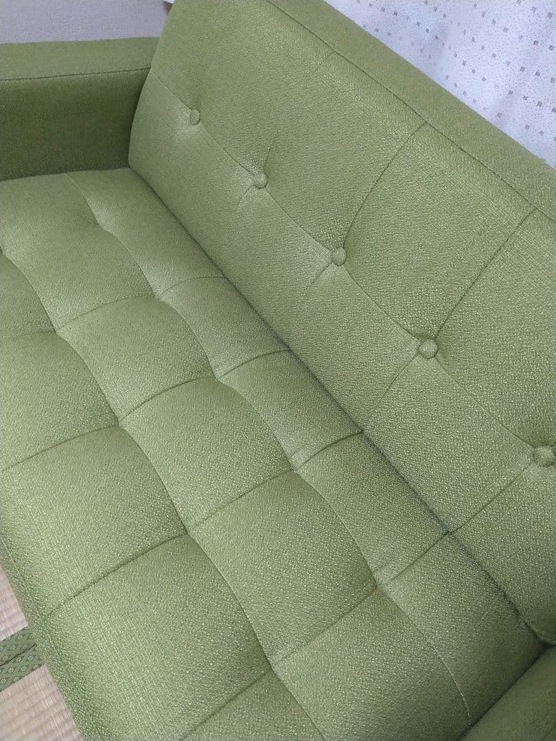 ファブリックソファ 緑色ソファ 布製ソファ ローソファ
