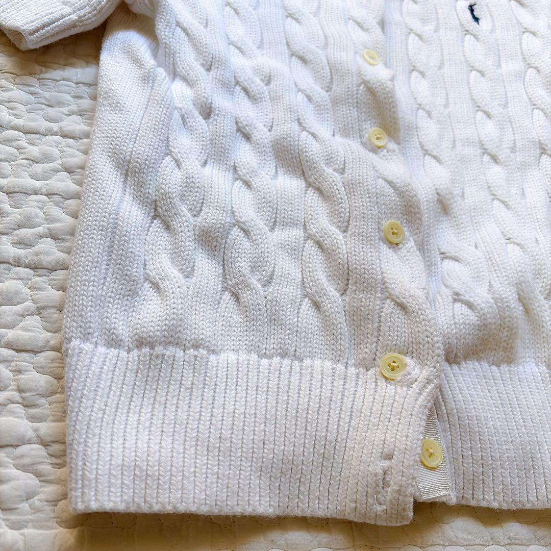 極美品⚑ラルフローレン　ケーブルニット 半袖　カーディガン 白