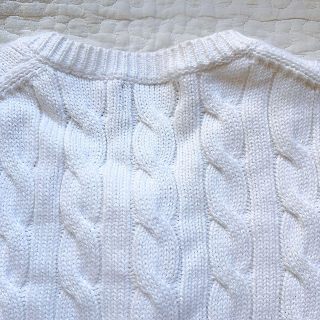 極美品⚑ラルフローレン　ケーブルニット 半袖　カーディガン 白