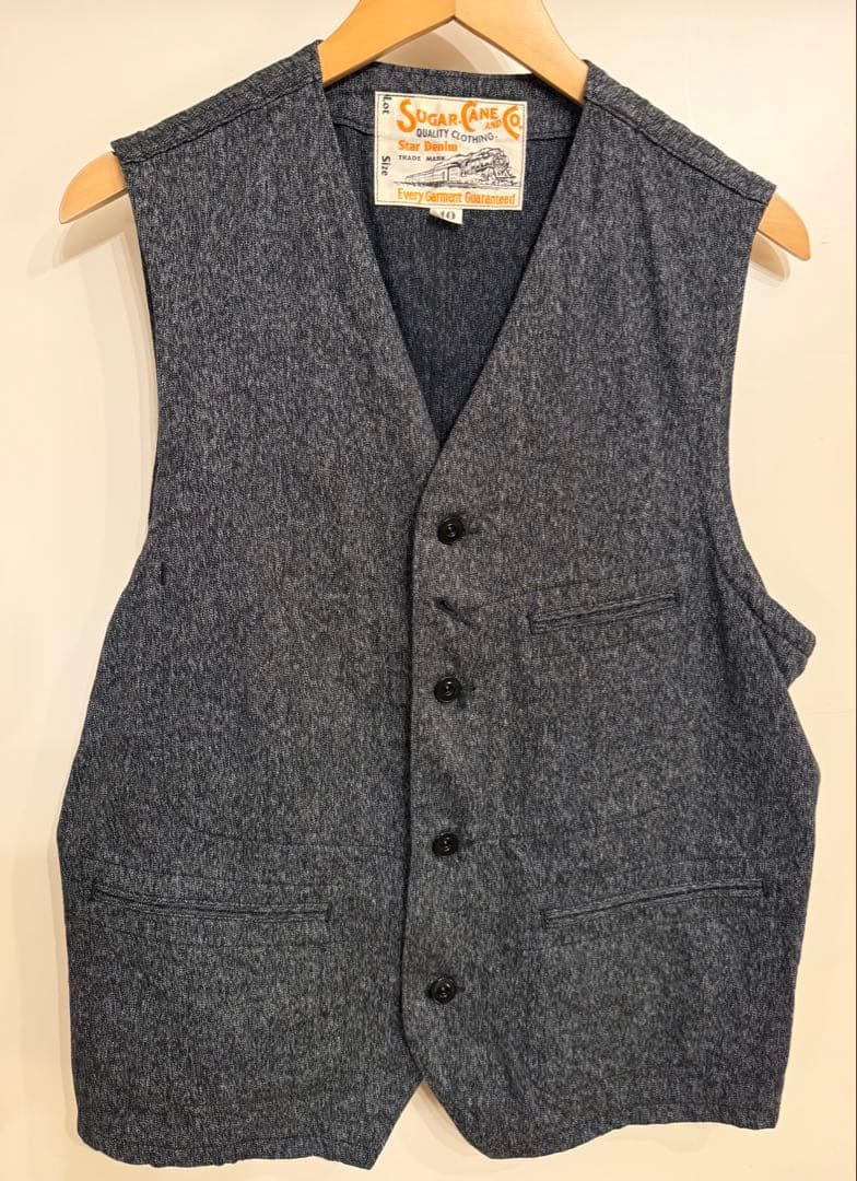 SUGAR CANE シュガーケーン◆ブラックコバート ワークベスト◆美品