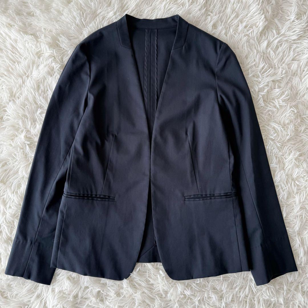 Green Label Relaxingセットアップ ノーカラー ネイビー洗濯可