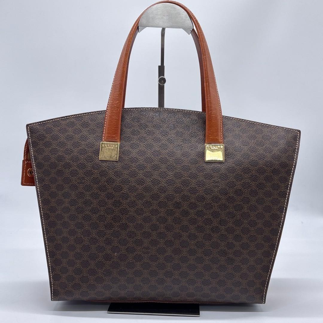 セリーヌ トートバッグ マカダム 舟形 ブラウン