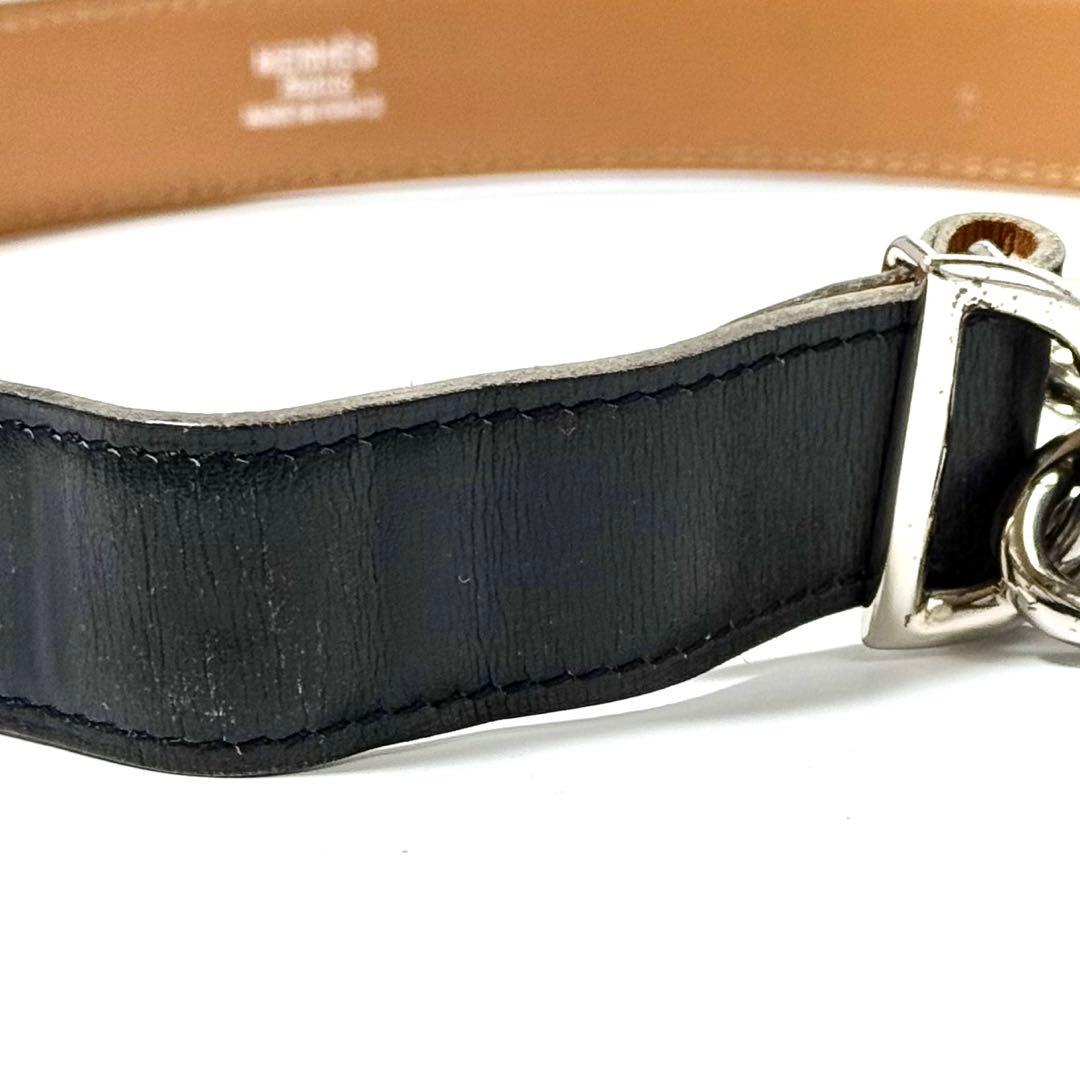 希少 HERMES エルメス マルジェラ期 ベルト シェーヌダンクル レザー 黒