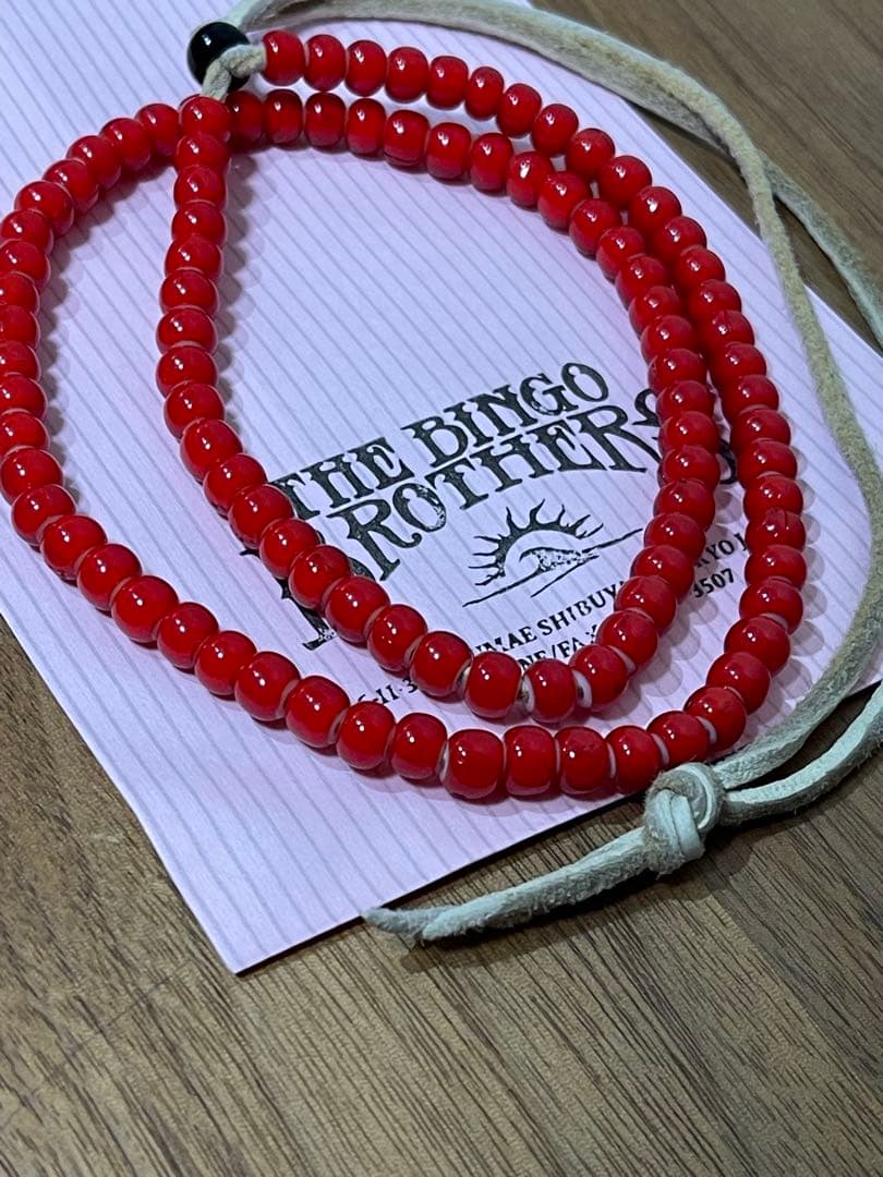 【新品】THE BINGO BROTHERS赤ビーズ ホワイトハーツ ネックレス