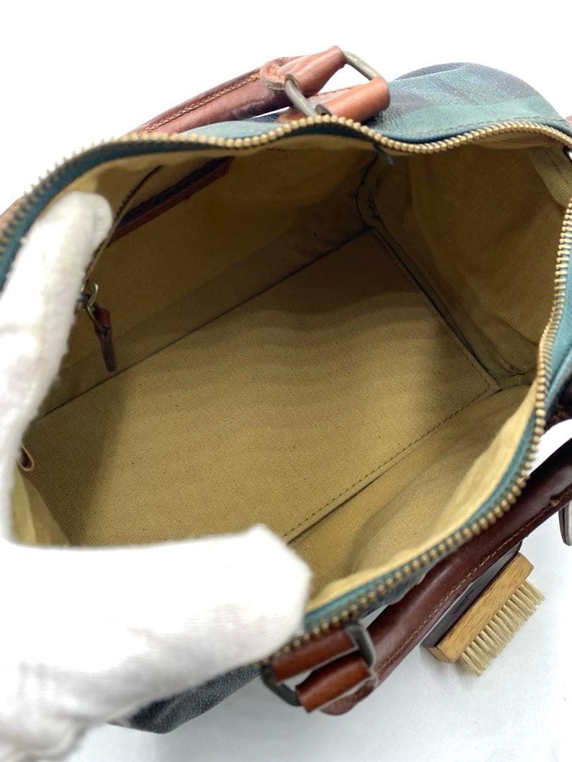 ポロ ラルフローレン ミニボストンバッグ チェック柄 ハンドバッグ グリーン