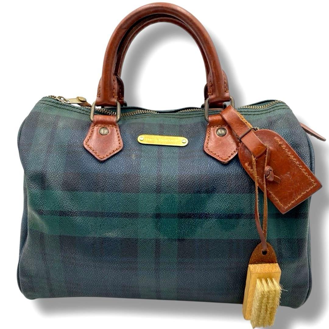 ポロ ラルフローレン ミニボストンバッグ チェック柄 ハンドバッグ グリーン