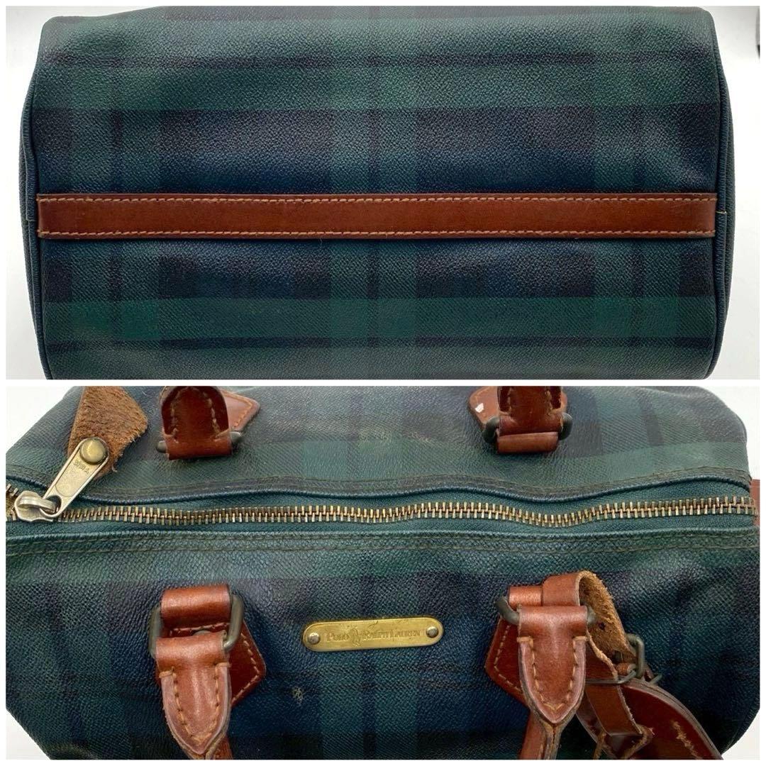 ポロ ラルフローレン ミニボストンバッグ チェック柄 ハンドバッグ グリーン