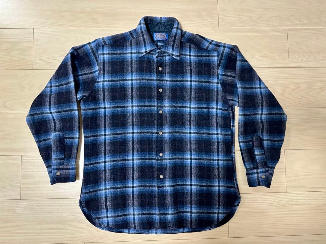 【最終価格】60s Pendletonオンブレチェック シャツ L ブルー