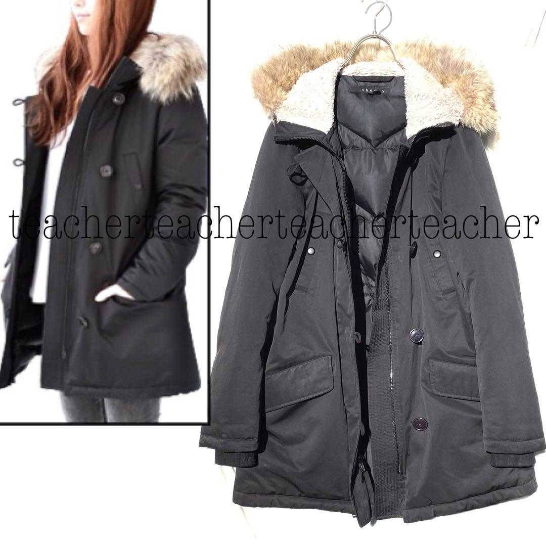 上質 ダウンコート ファー ボア ミリタリー モッズコート 黒 リブ オシャレ