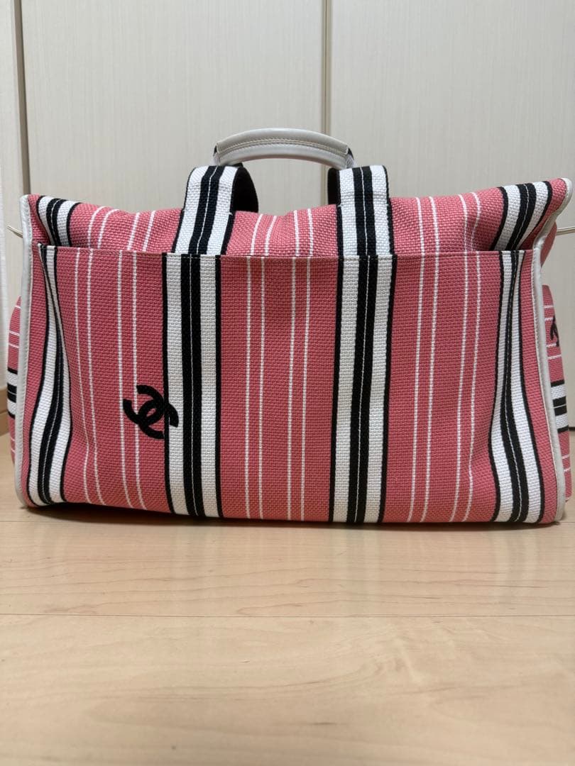 CHANEL クルーズラインボストンバッグ　キャンバスピンク