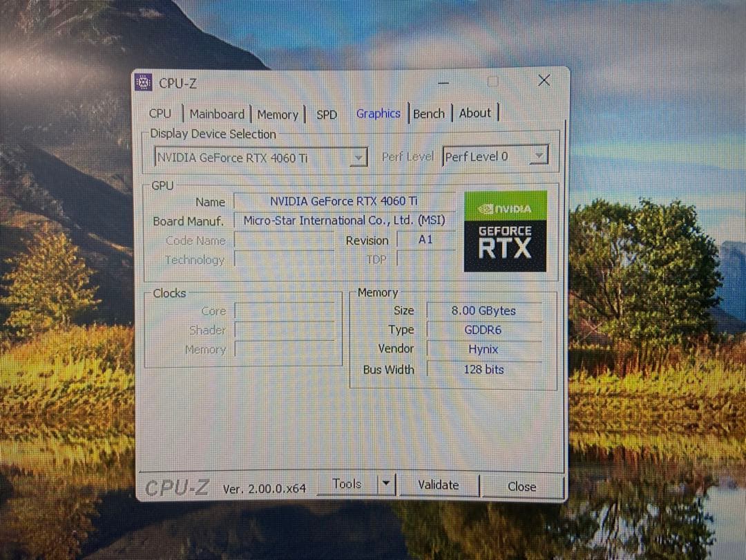 MSI GeForce RTX 4060ti 動作確認済