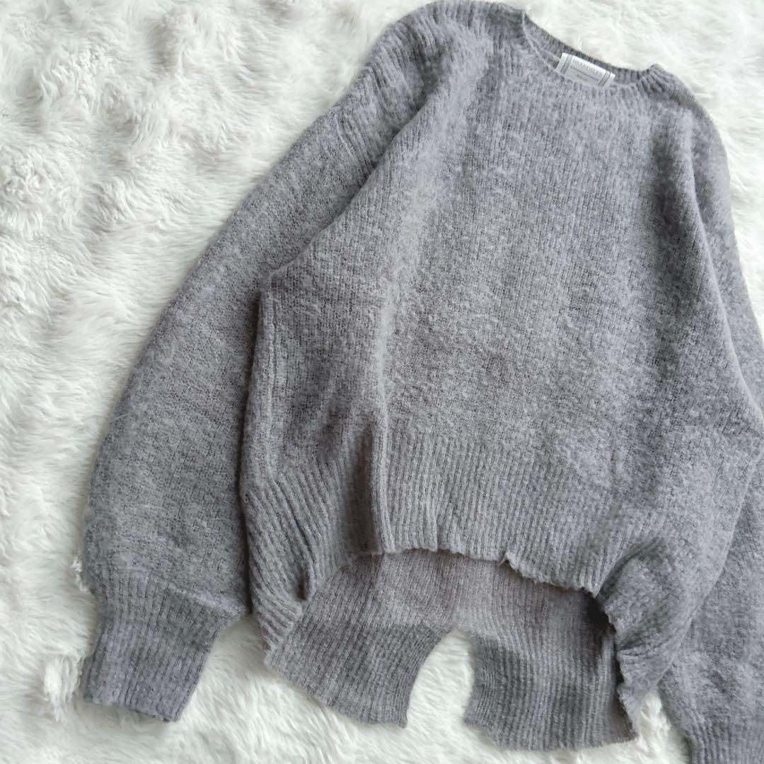 ビアズリー★モヘヤルーズニット　クルーネック　グレー