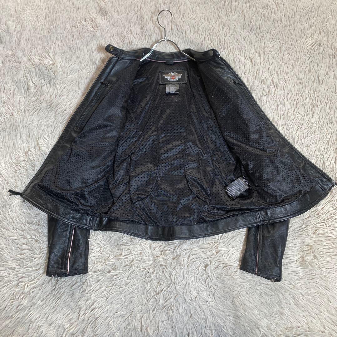 希少♡ハーレーダビッドソン シングルライダースジャケット ワッペン 刺繍