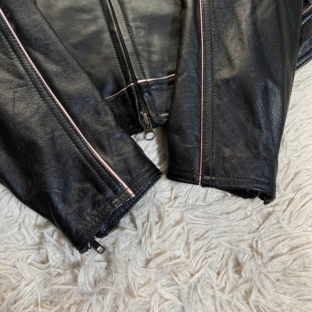 希少♡ハーレーダビッドソン シングルライダースジャケット ワッペン 刺繍