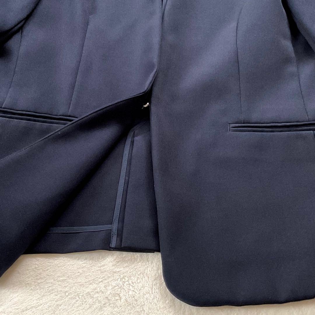 【美品】プラステ ノーカラー セットアップ パンツ スーツ ネイビー Ｌ