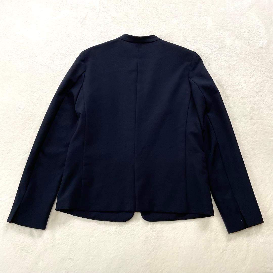 【美品】プラステ ノーカラー セットアップ パンツ スーツ ネイビー Ｌ