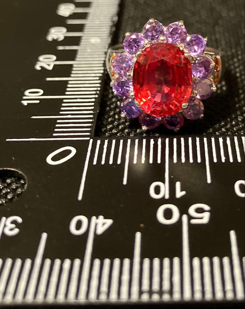 スリランカ産 天然ピンクオレンジサファイア4.7CT パープルサファイア 指輪