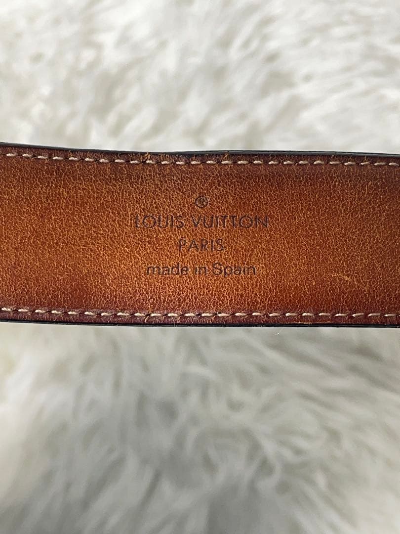 LOUIS VUITTON ルイヴィトン 本革 レザーベルト 黒 シルバー金具