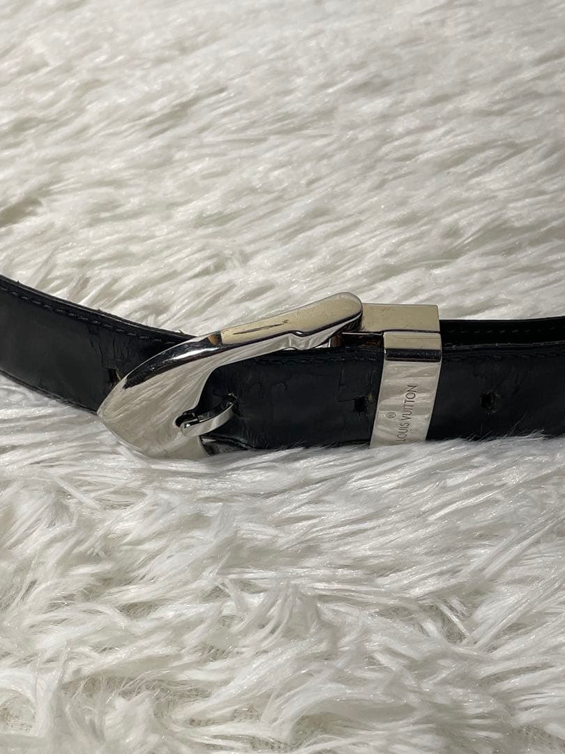 LOUIS VUITTON ルイヴィトン 本革 レザーベルト 黒 シルバー金具