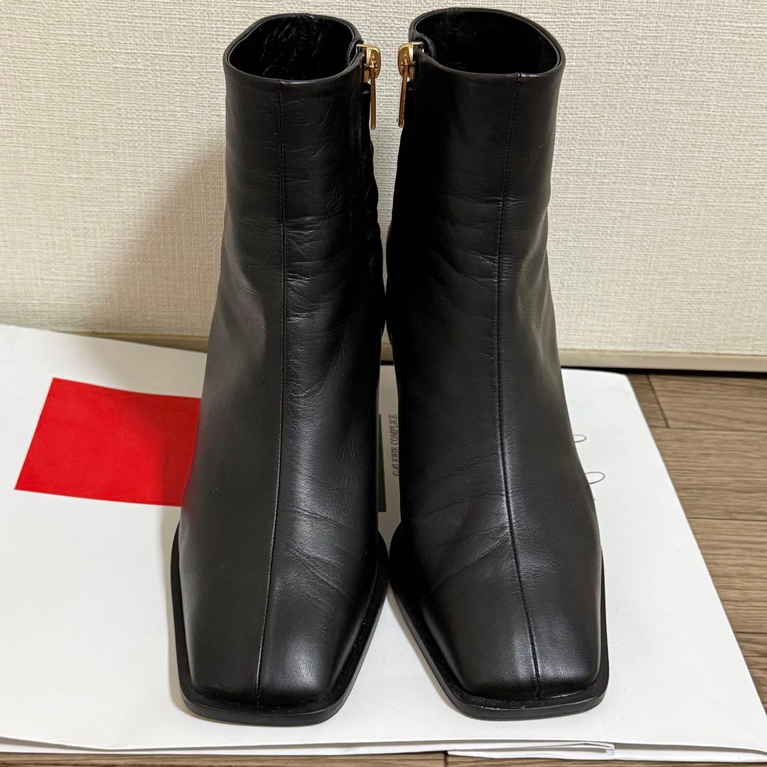 銀座かねまつ スクエアトゥ ショートブーツ 25cm ヒール8cm