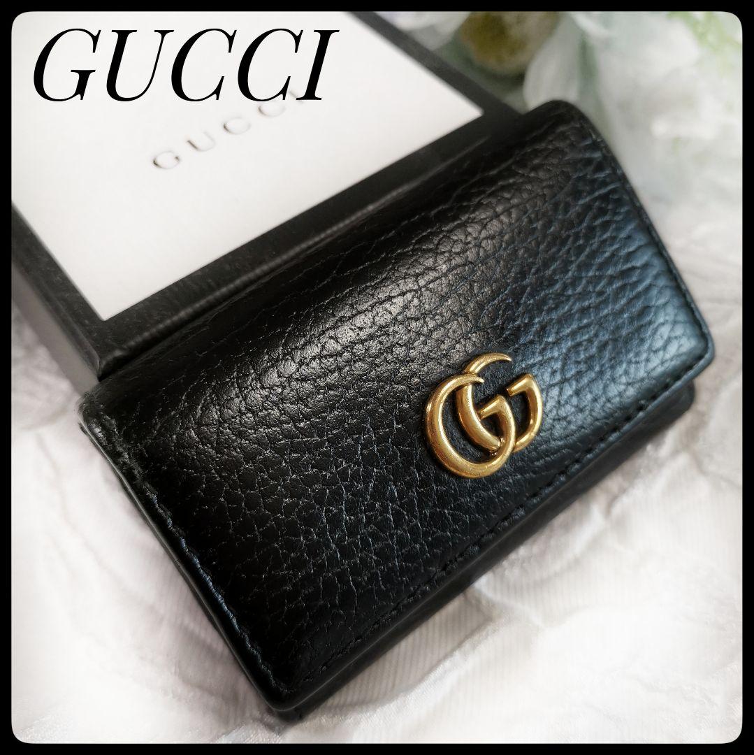 グッチ　GUCCI　6連キーケース　プチマーモント　ダブルG 黒　ブラック