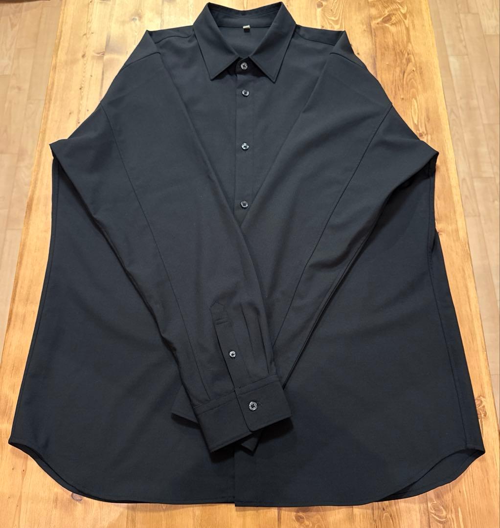 MUJI Labo 紳士 ウール混レギュラーカラーシャツ L ブラック