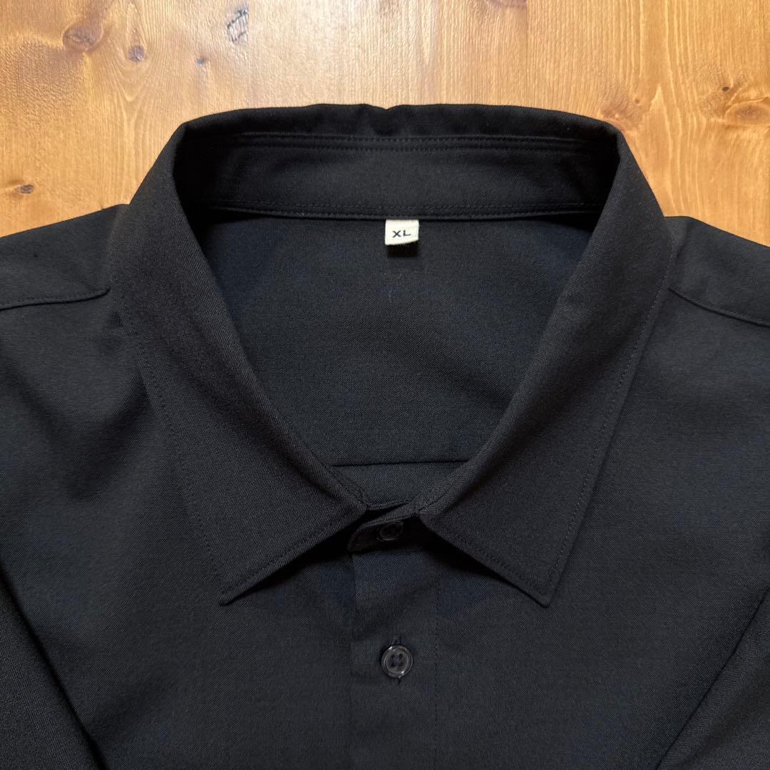 MUJI Labo 紳士 ウール混レギュラーカラーシャツ L ブラック